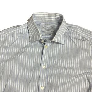 Charles Tyrwhitt Shirt Mens 16.5/33 Blue Stripe Button Up Tailored Fit